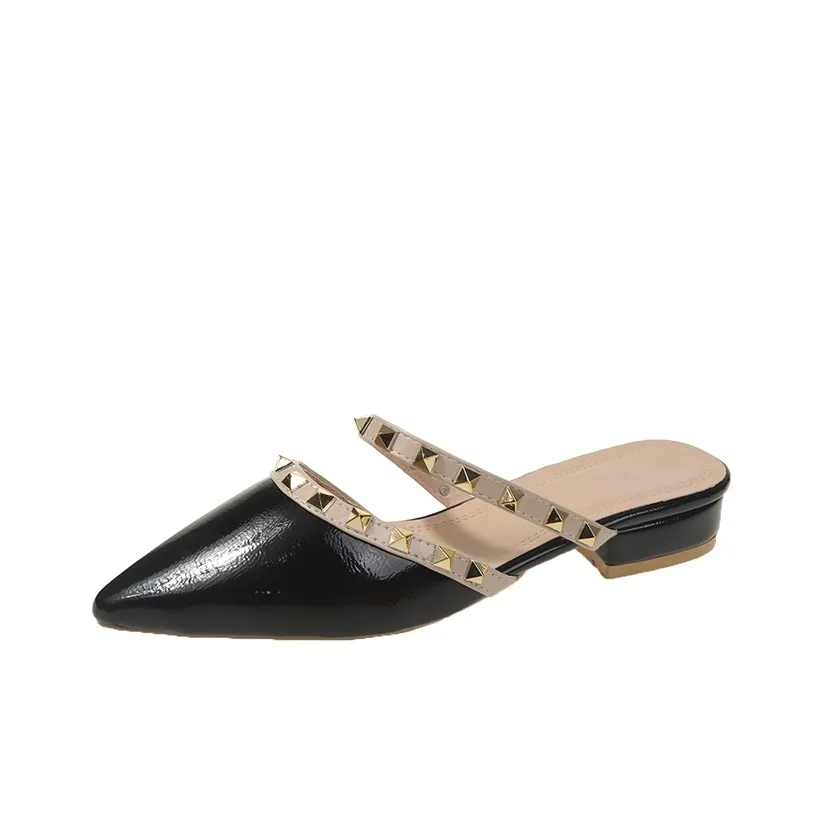 Rutai Резиновая подошва Заклепки Противоскользящие Закрытый носок Мюли Женские