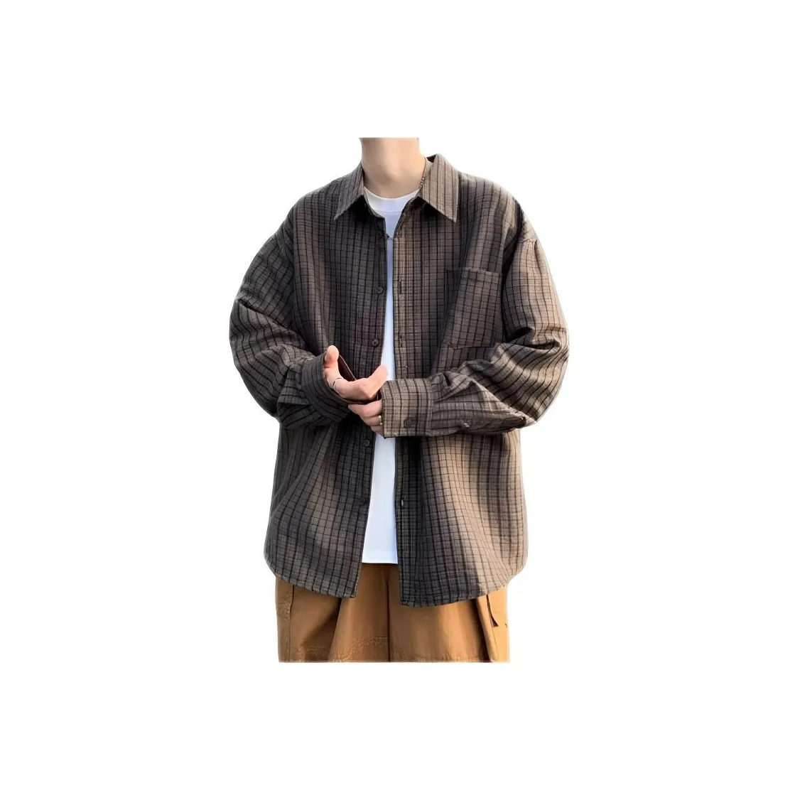 ENPofficial Длинный рукав рубашка пальто мужской