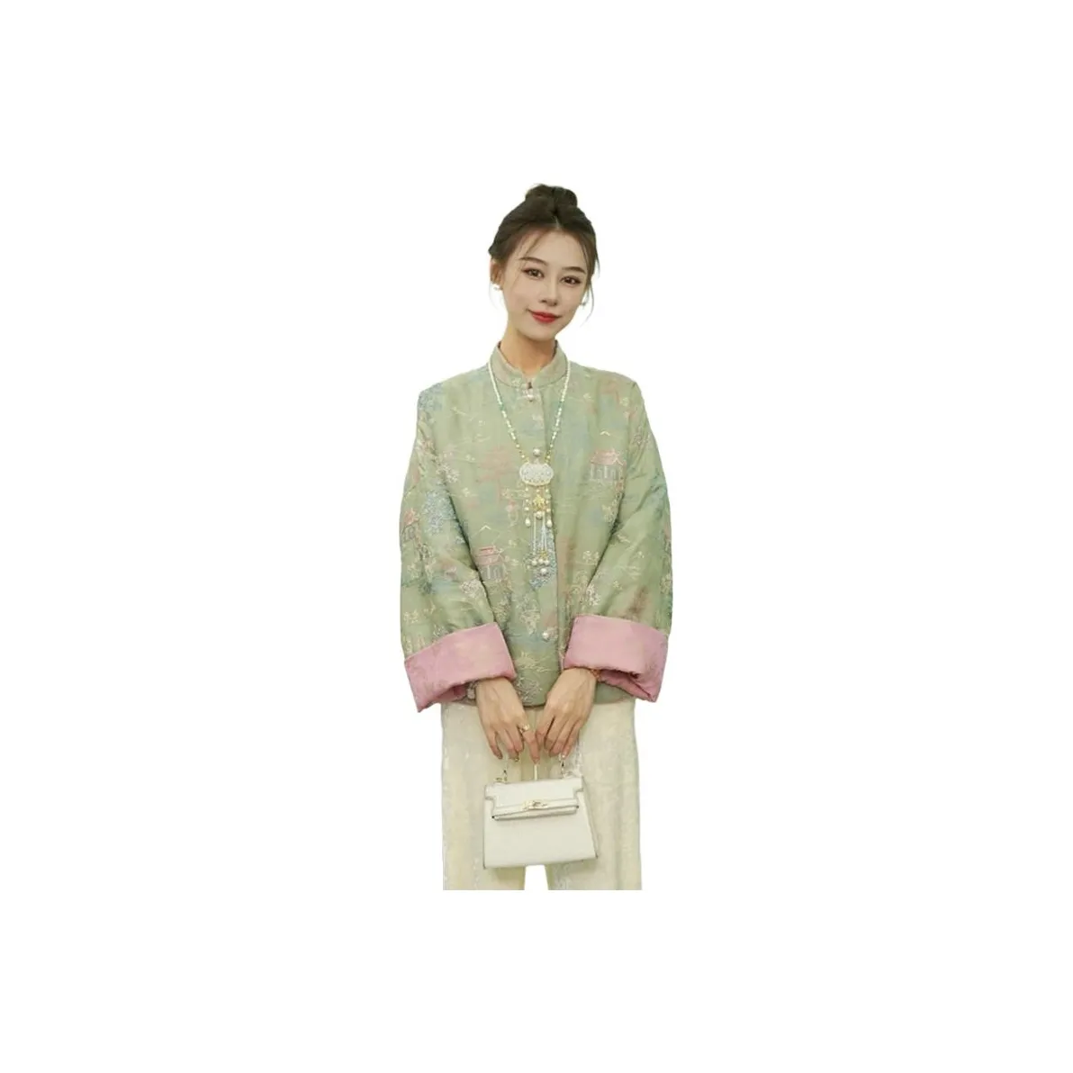 BONAS Зеленый хлопковый пуховик двусторонний женские пуховики (пуховики)