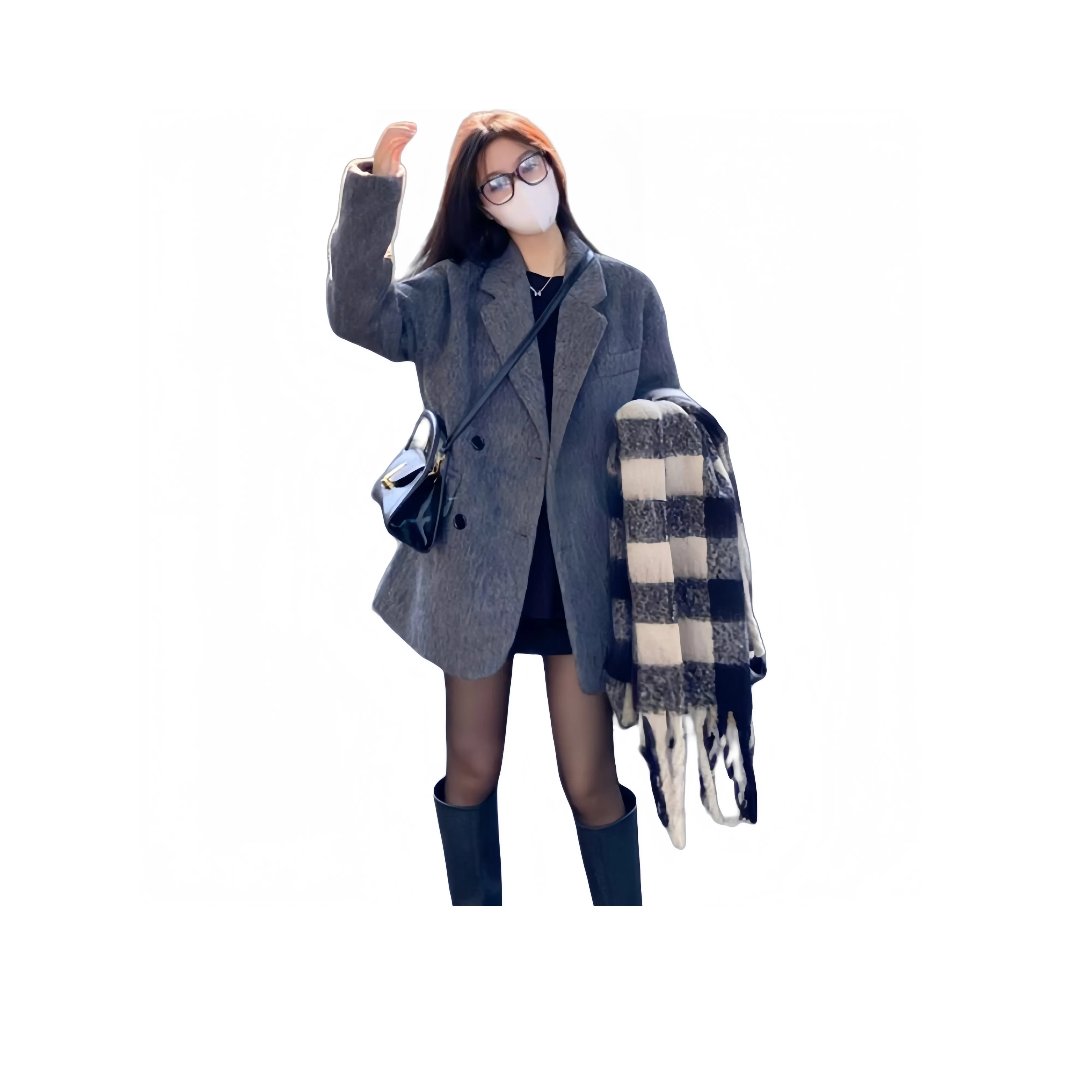 Aimilian Серый с флисовой подкладкой Женское пальто