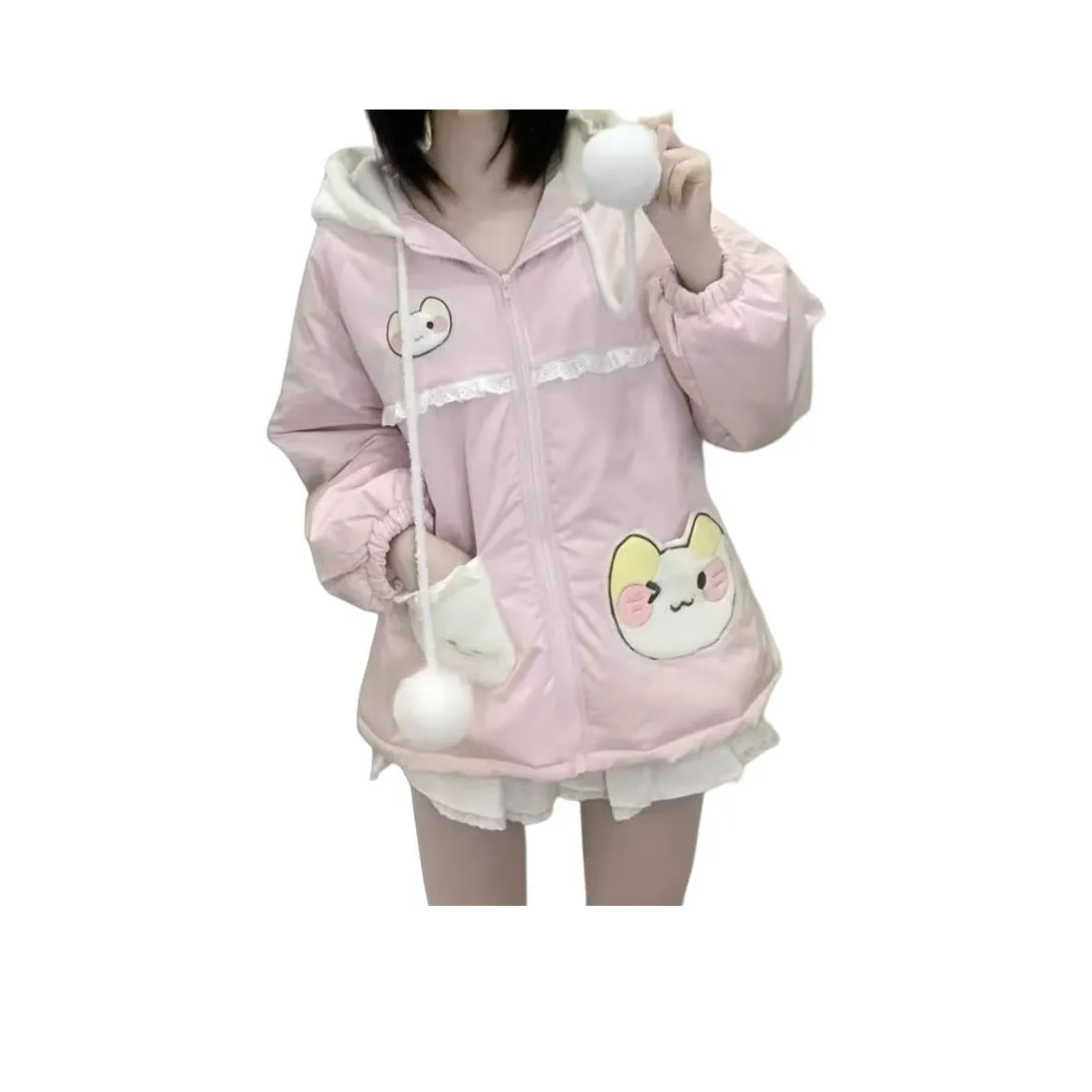 BONAS Розовый хлопковый пуховик Женские пуховики (пуфы)