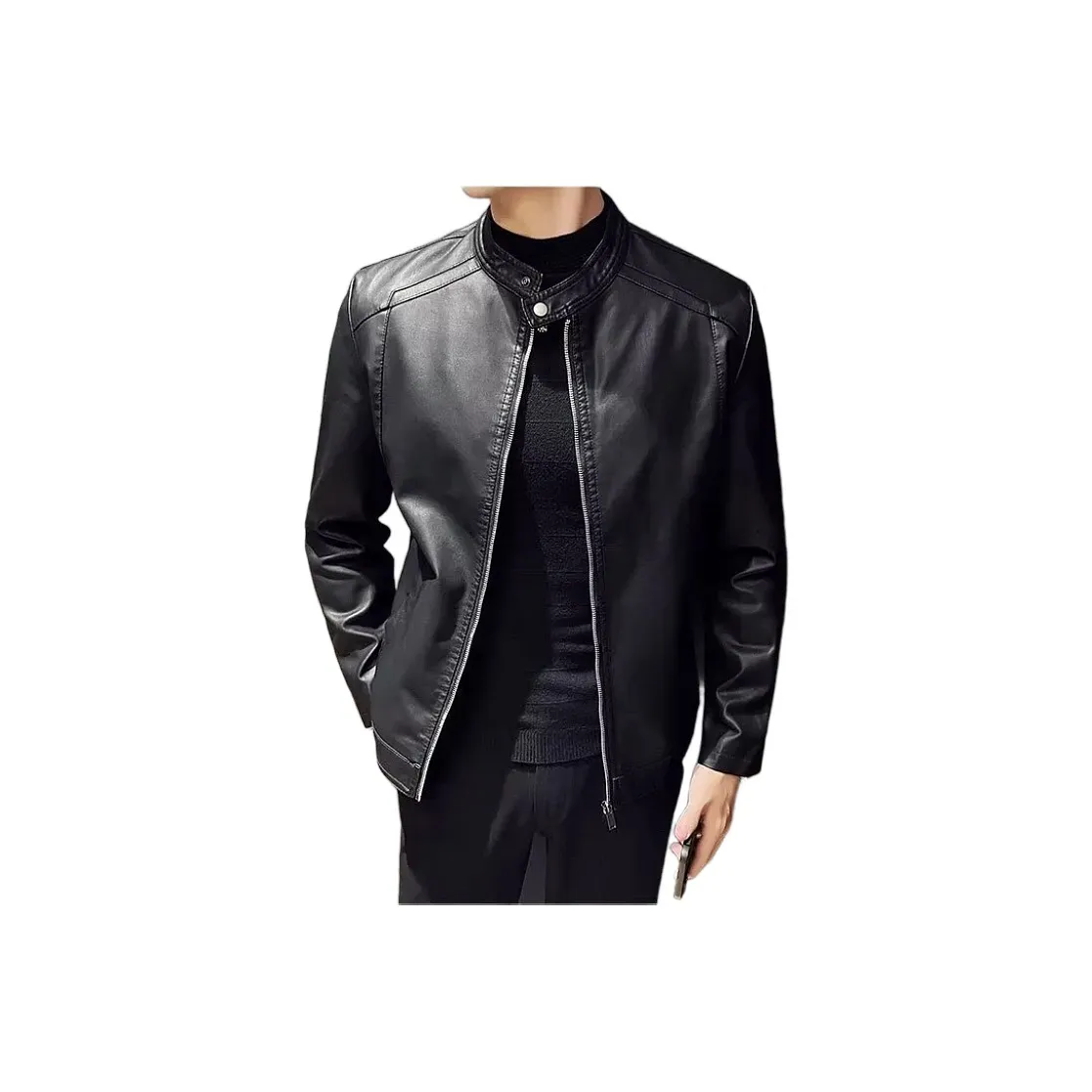 THINGYLAB Черные Мужские Кожаные Куртки