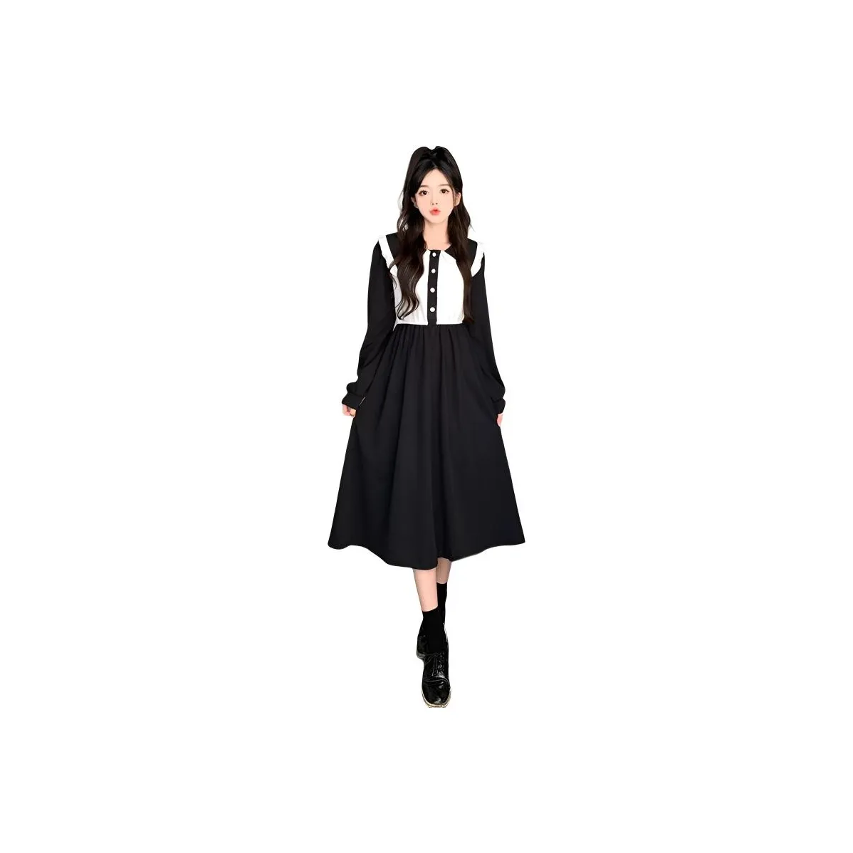 XIANSINIAO Длинное платье с длинными рукавами женское