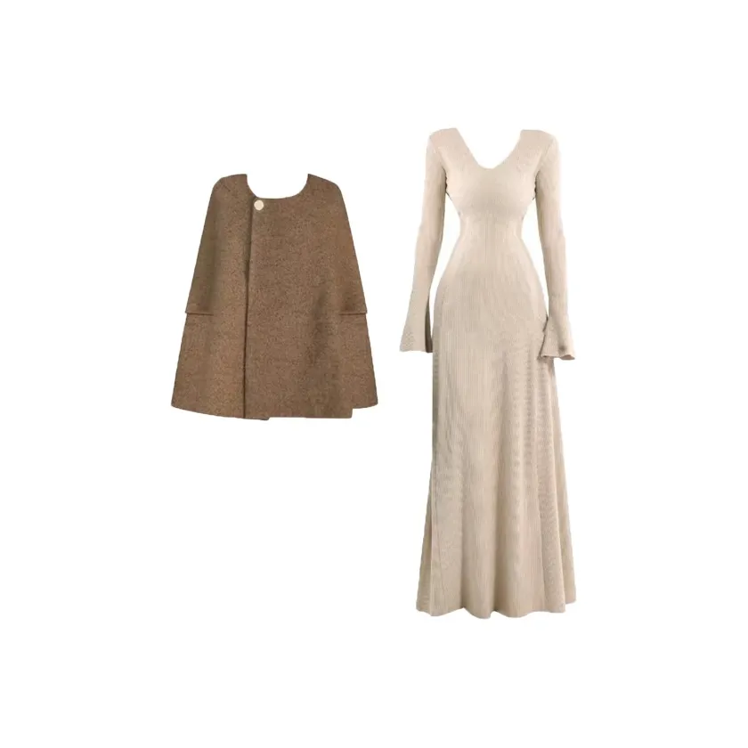 COVT Плащ+Брошь+Платье Женские Комплекты с Юбкой