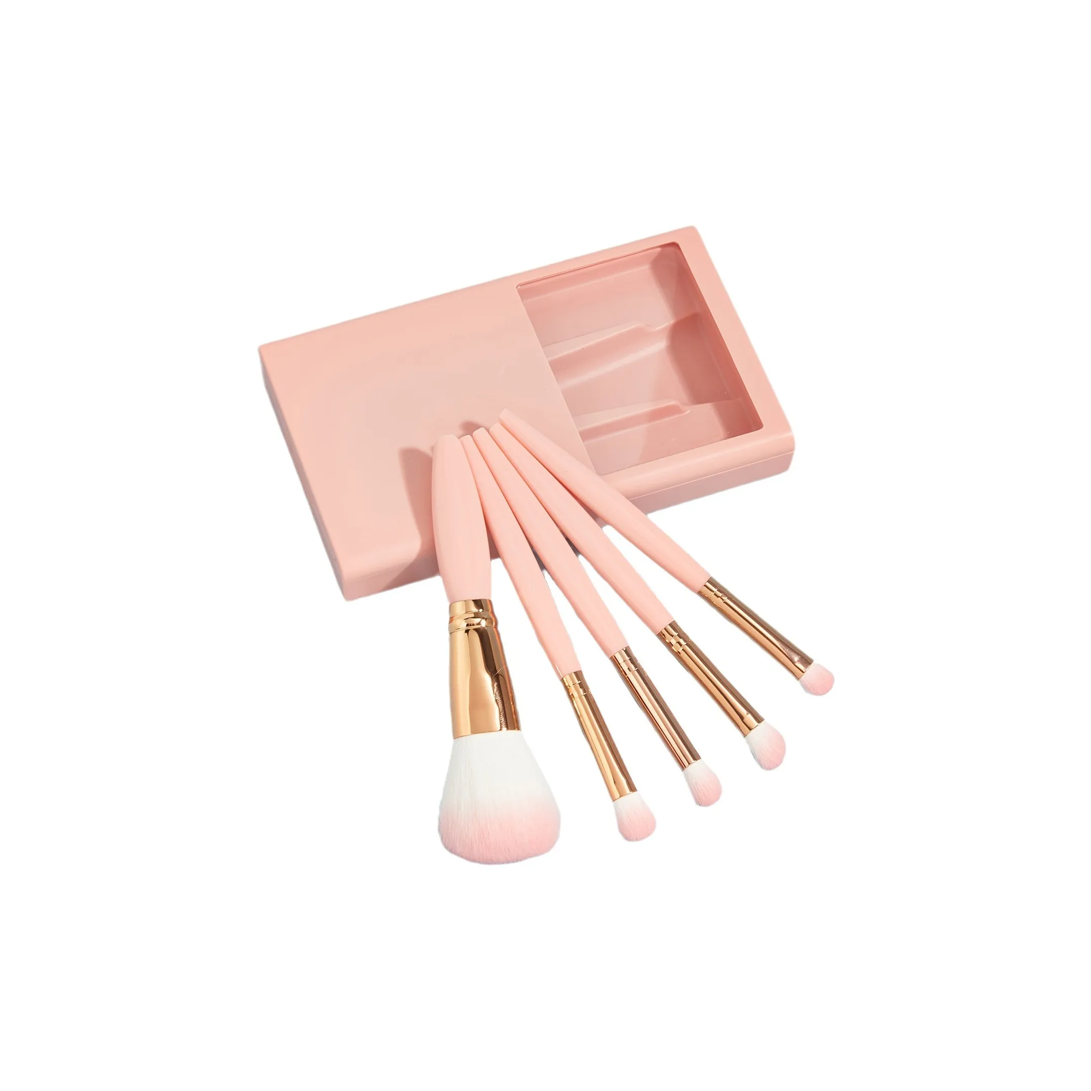 Geanno 5 шт Кисть для макияжа Путешественный Набор с Зеркальцем Мягкие Волосы Щетка для Пудры Кисти для Тени для век Детали