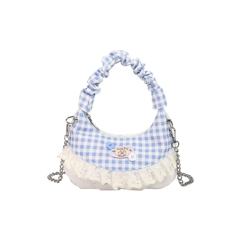 YTARA Велюр Сумка Стандартная Женская Цветочный Синий Сатин Розовый