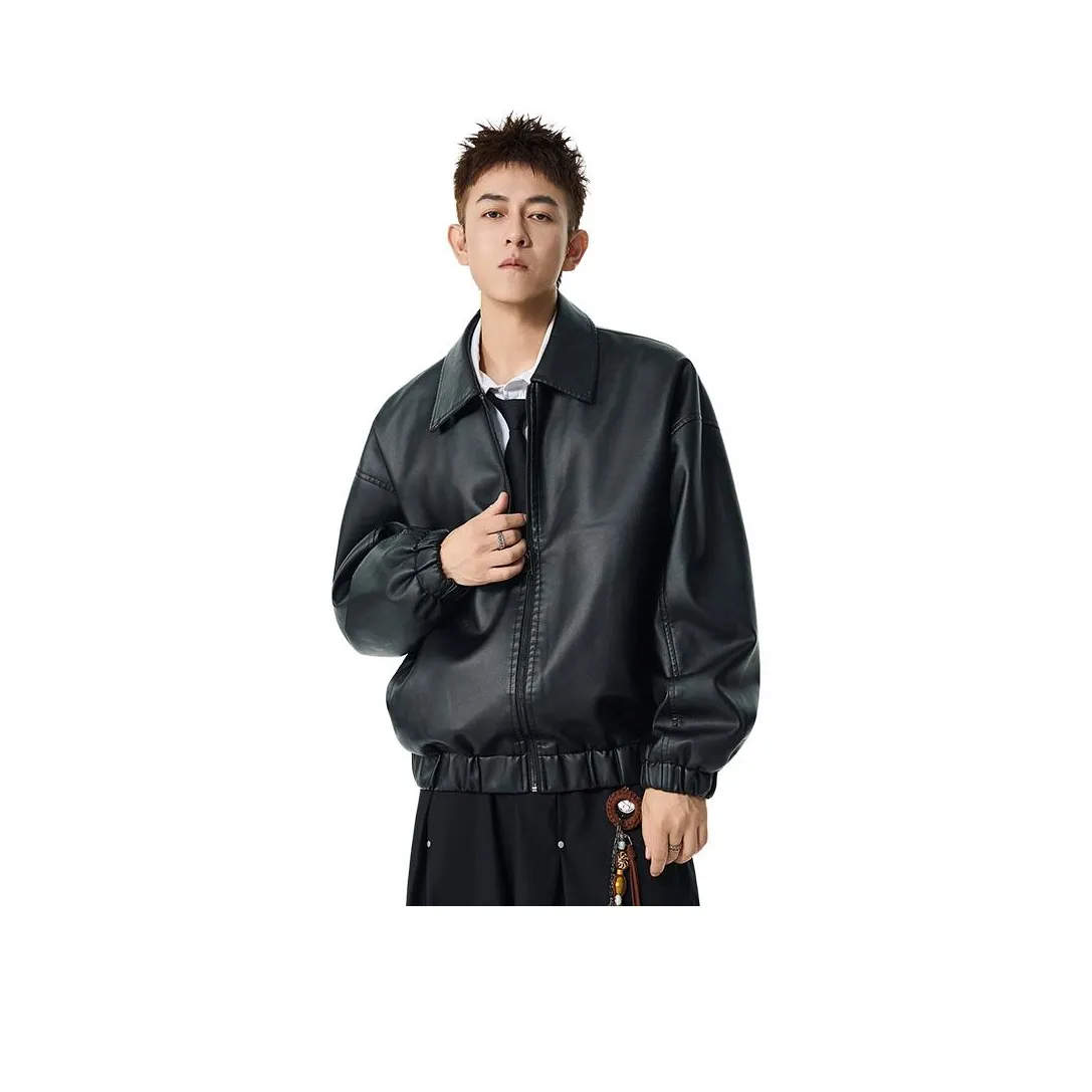 EMINU Черные Мужские Кожаные Куртки