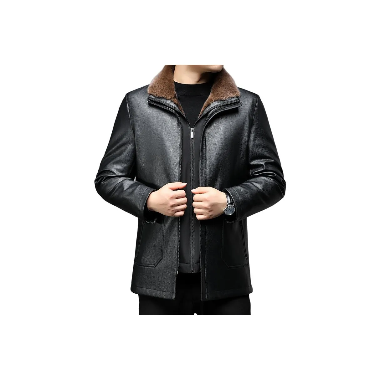 TAIZILONG Черные Мужские Кожаные Куртки