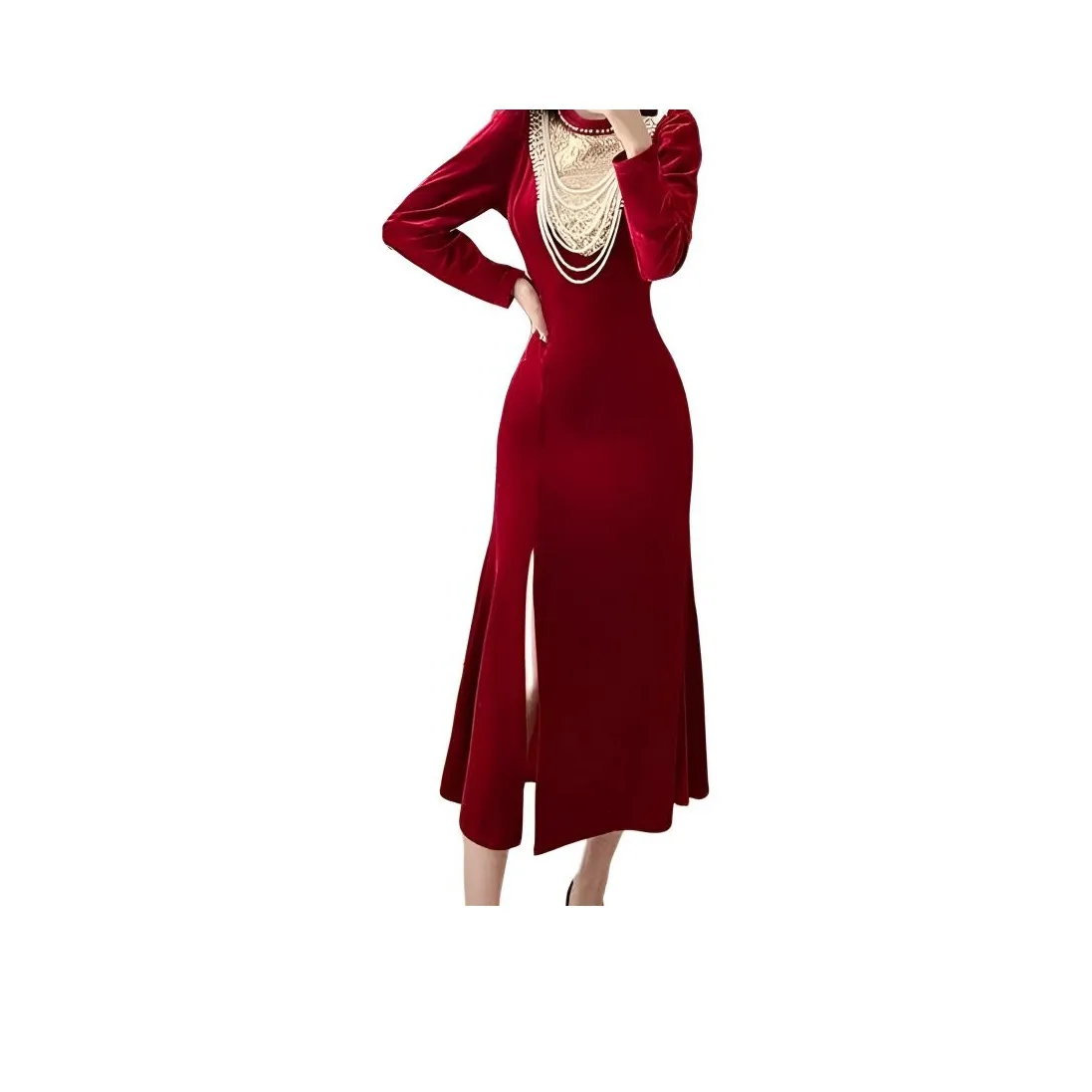 XIANSINIAO Длинное платье с длинными рукавами женское