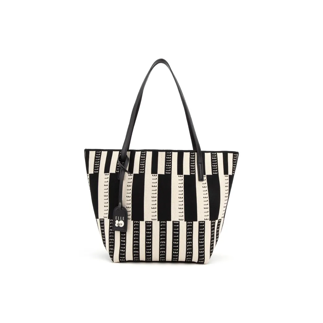 ELLE Ткань Тоут Сумка Плечевая Сумка Большая Женская Черная Синяя