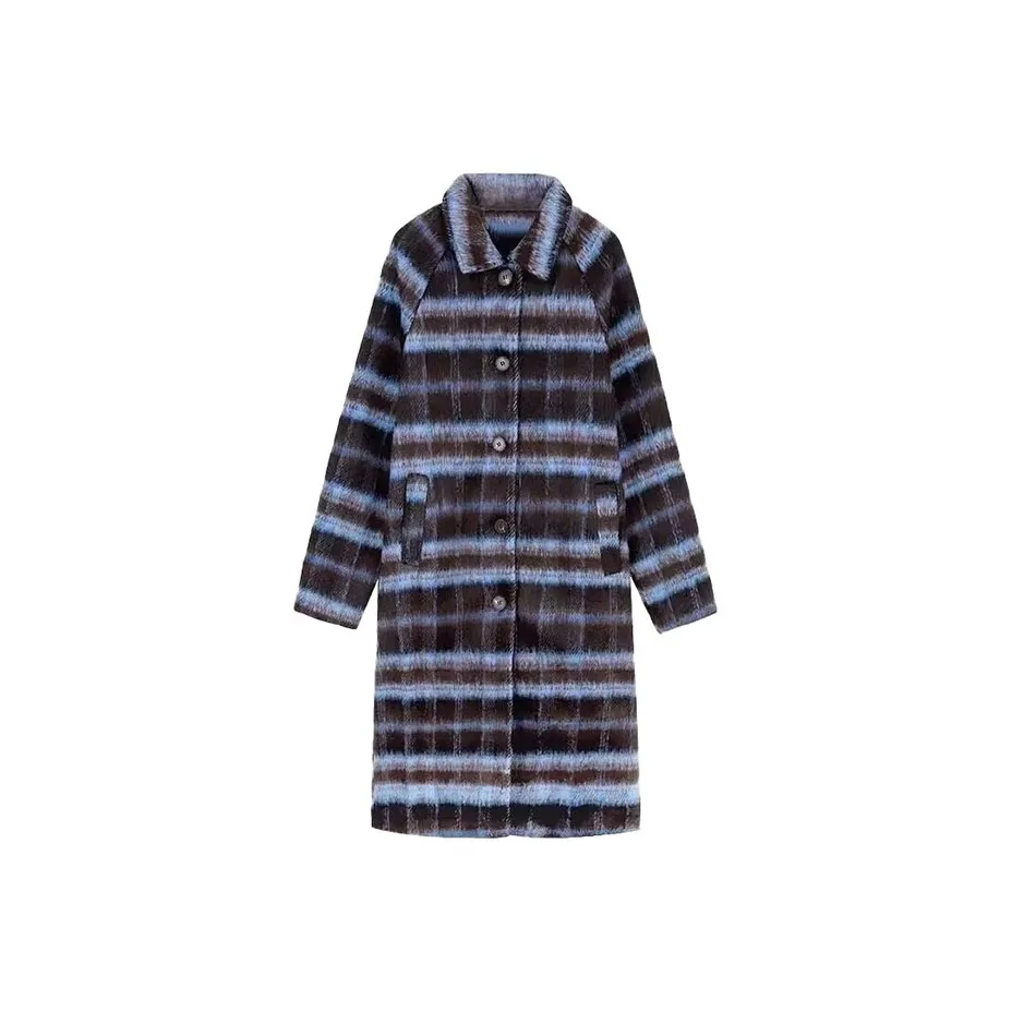 INCO VIBE Сине-черная клетка Женское пальто