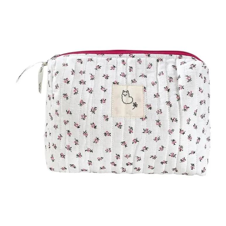 RULINSHI Большая емкость Корейский стиль Mommy Сумка Цветочный мешок для хранения Лоскутная ткань Сумка для макияжа Сумка для туалетных принадлежностей