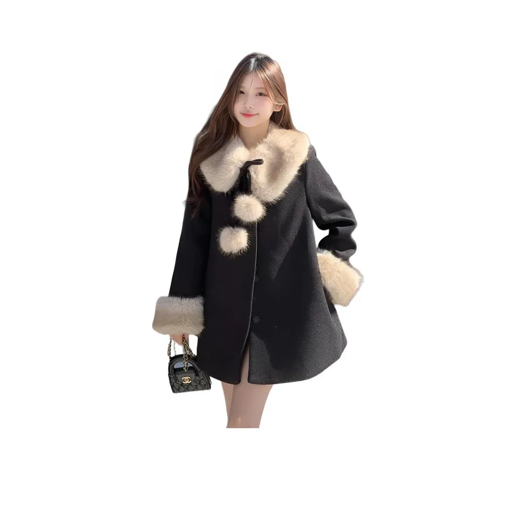 HTHK Черное Женское Пальто