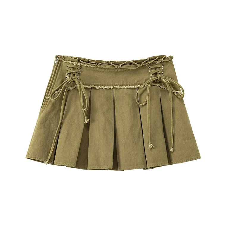 CHUU Светлый хаки Женская Повседневная Короткая Юбка
