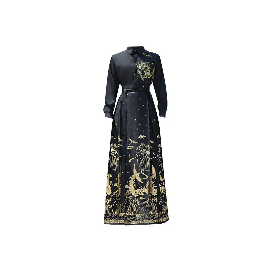 Huan Feather Черный мужской Ханьфу