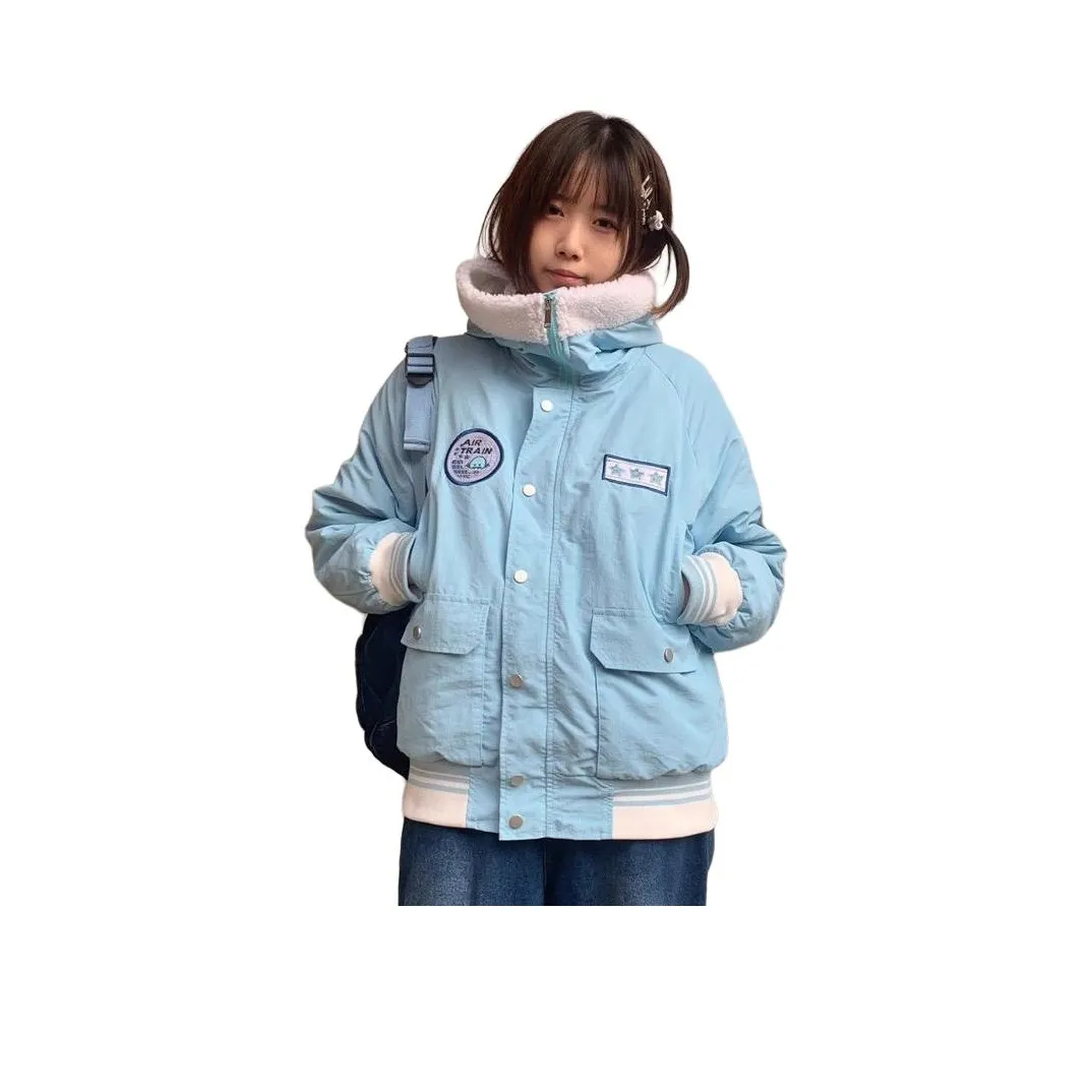 BONAS Синий Утолщенный и с флисовой подкладкой Женские пуховики