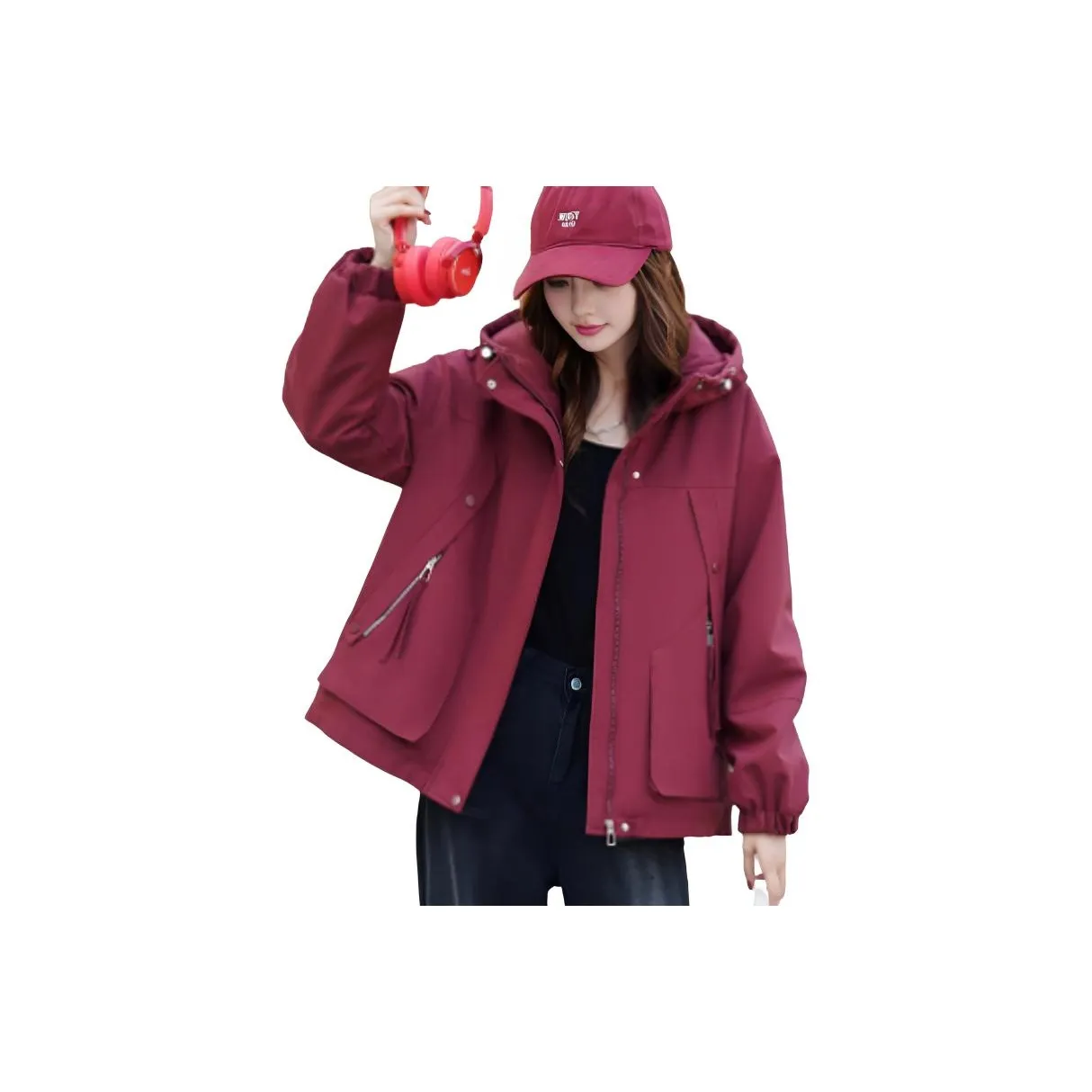 BONAS [С флисовой подкладкой] Красный Женские пуховики