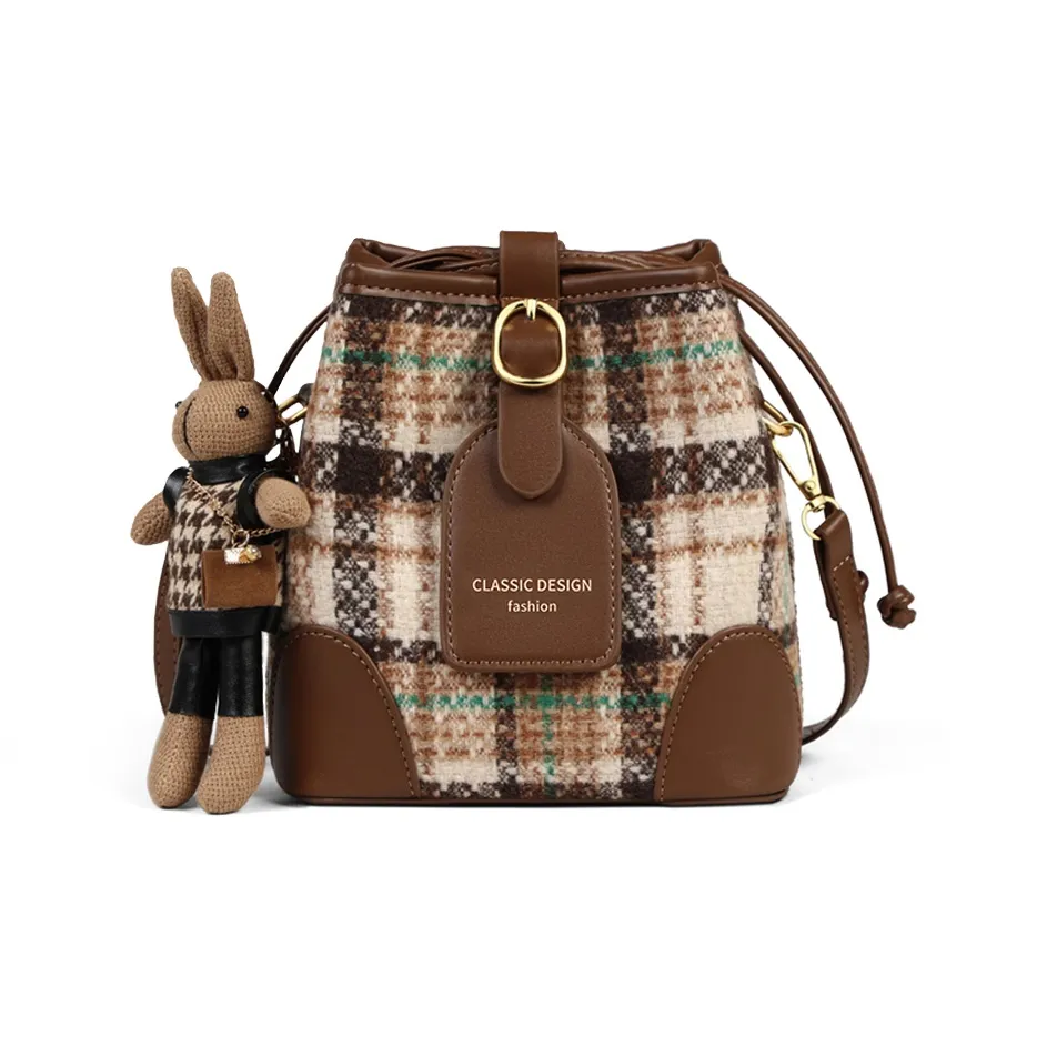 VINEY Сумка через плечо Сумка-ведро Маленькая Женская Кофейная