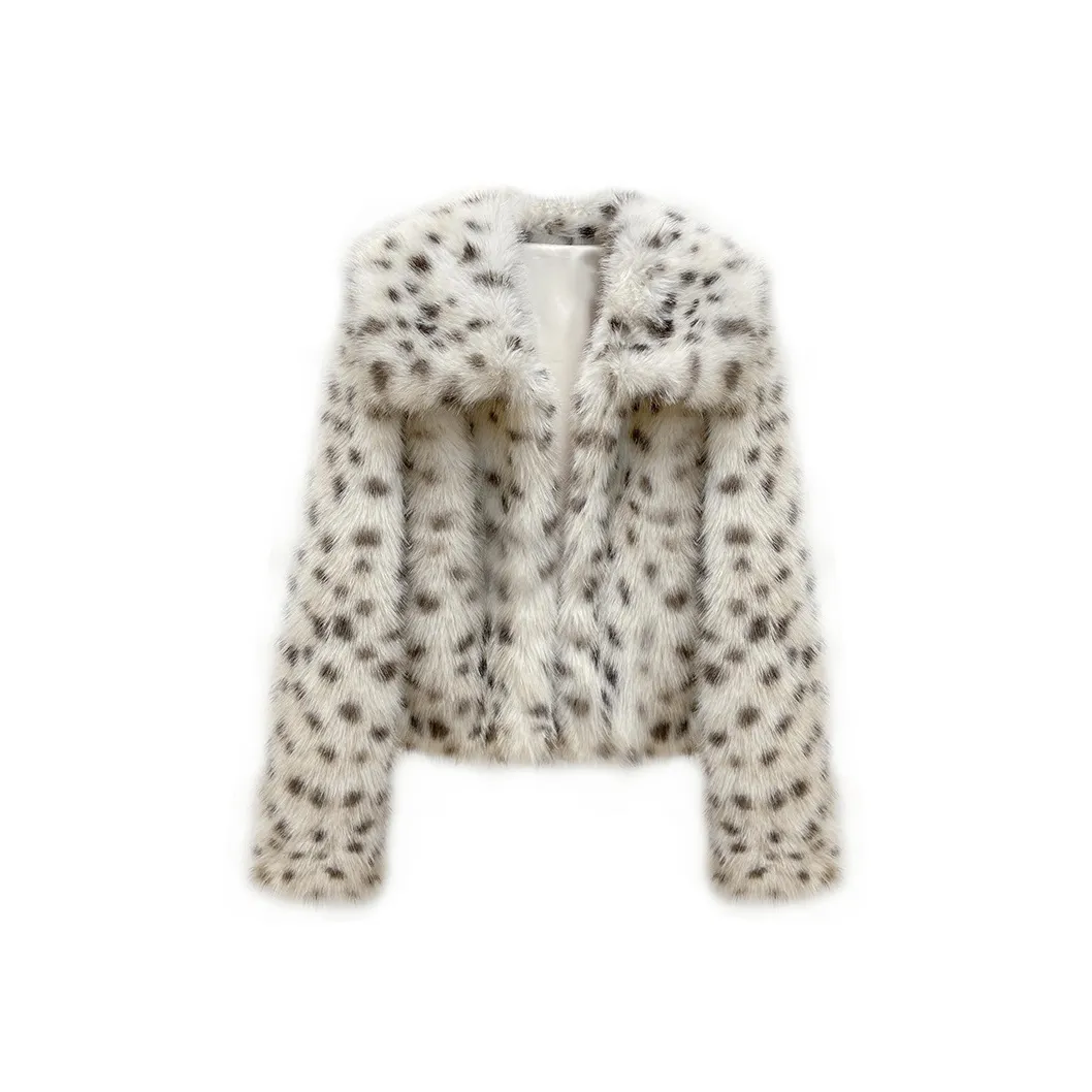 Devanro Леопард Пятно Квадратный воротник Женские Меховые изделия