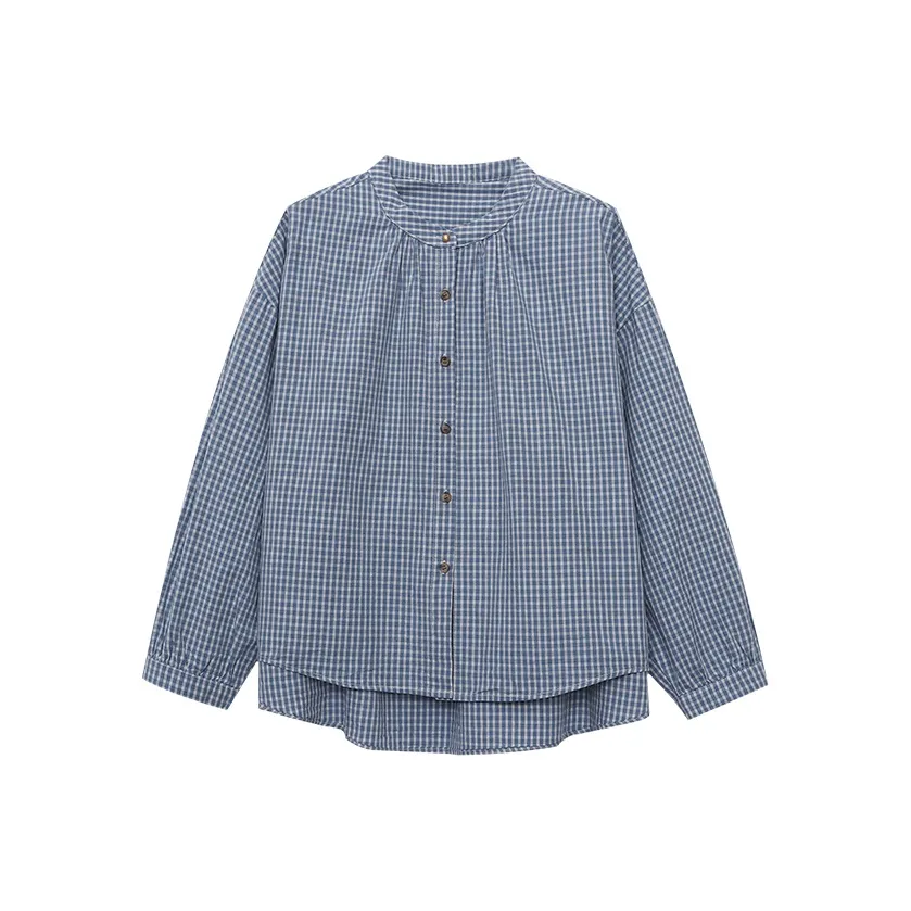 CHARM PICK Синие Клетчатые Женские Рубашки