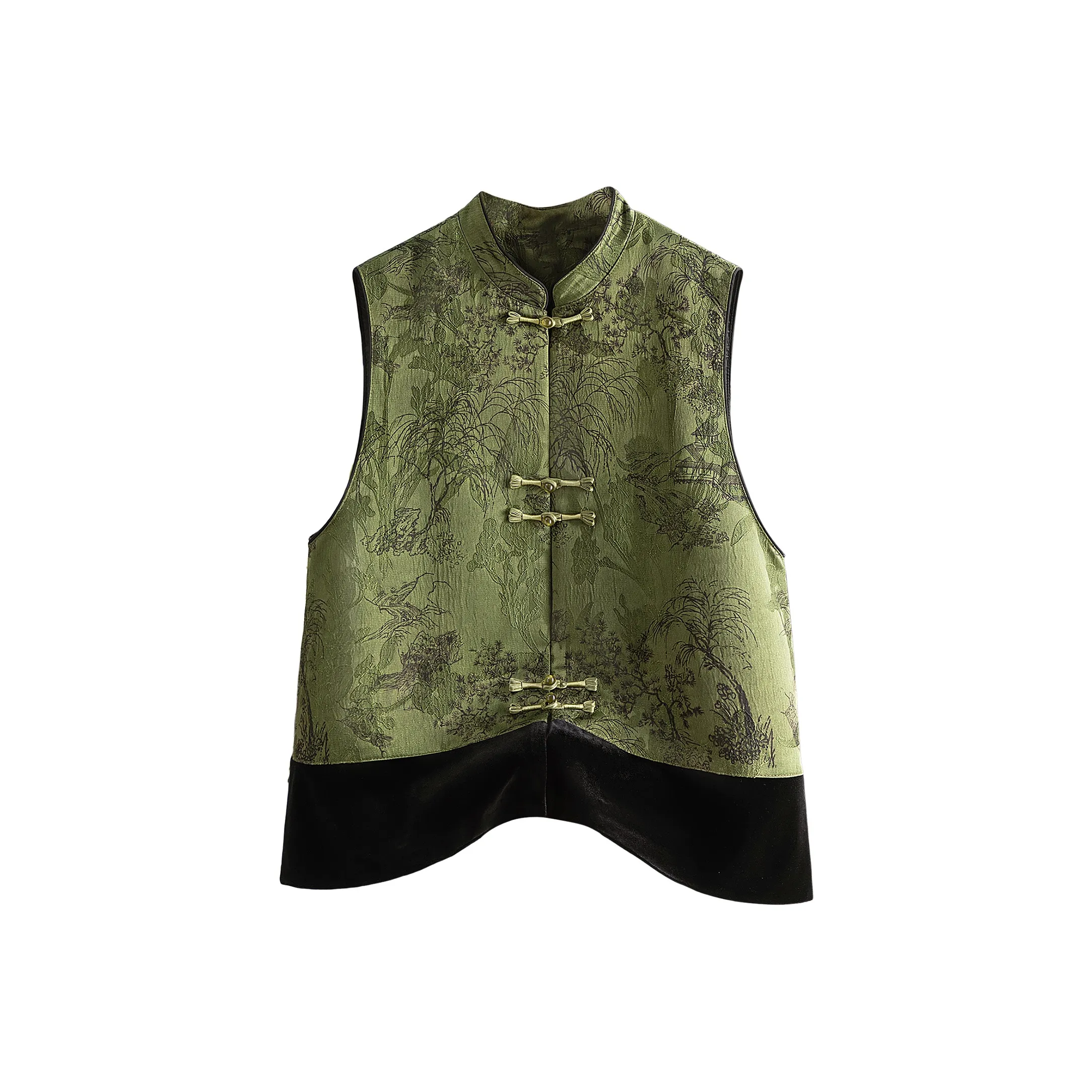 SIBAISHE Зеленый Основа Чернила Женские Жилеты