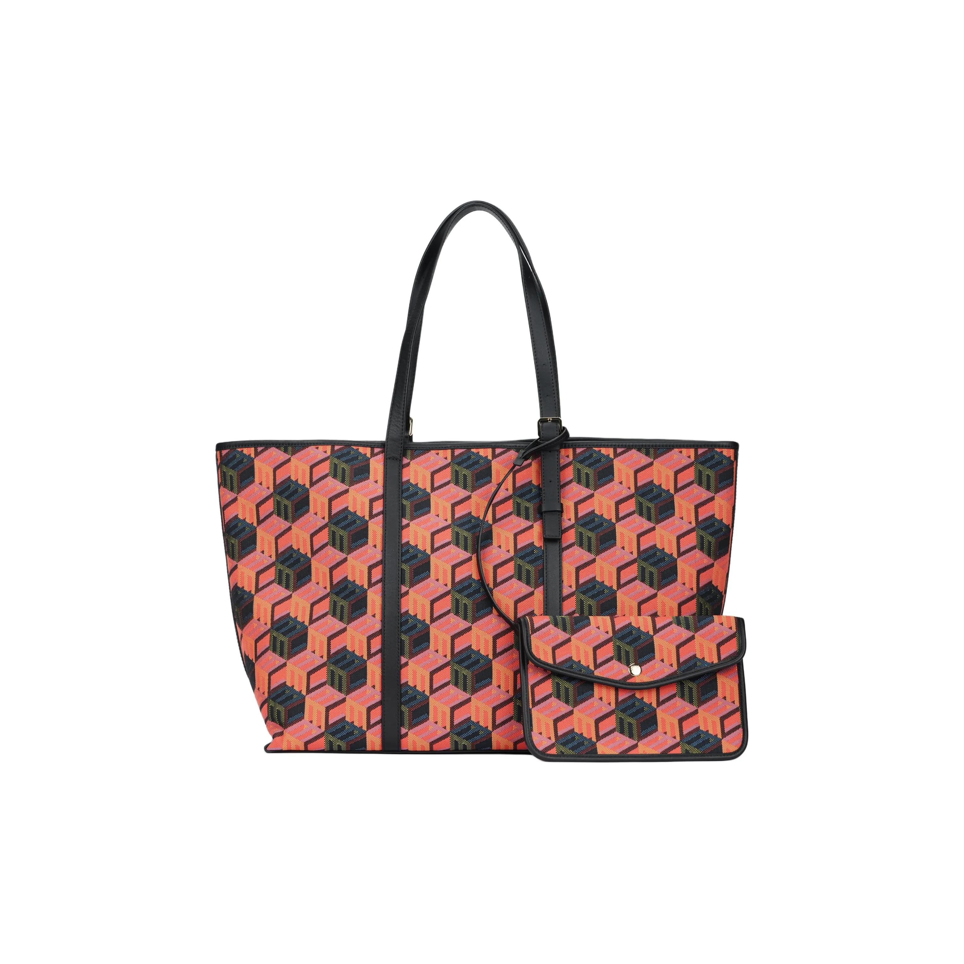 MCM Жаккардовая ткань с коровьей кожей Сумка на плечо Средний Женский Красный