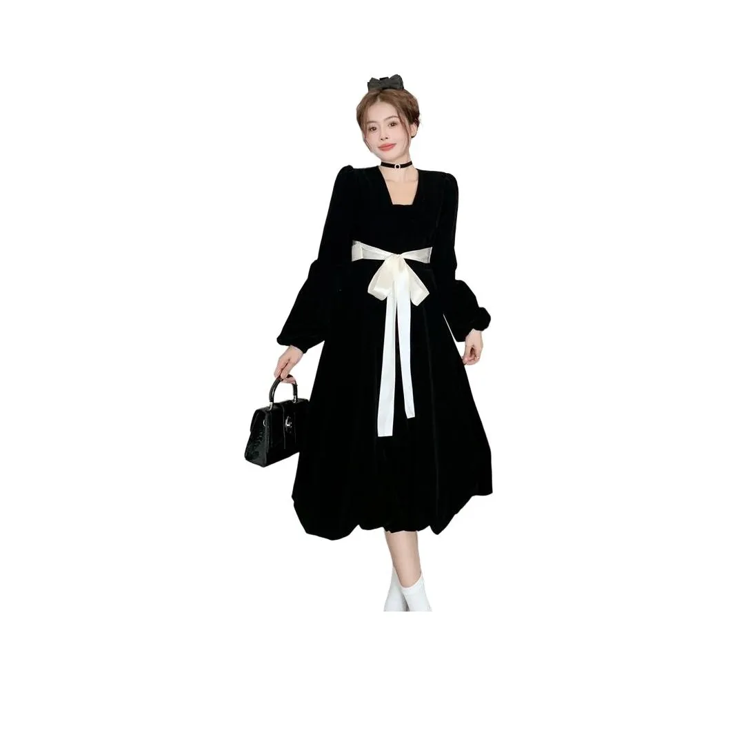 XIANSINIAO Длинное платье с длинными рукавами женское