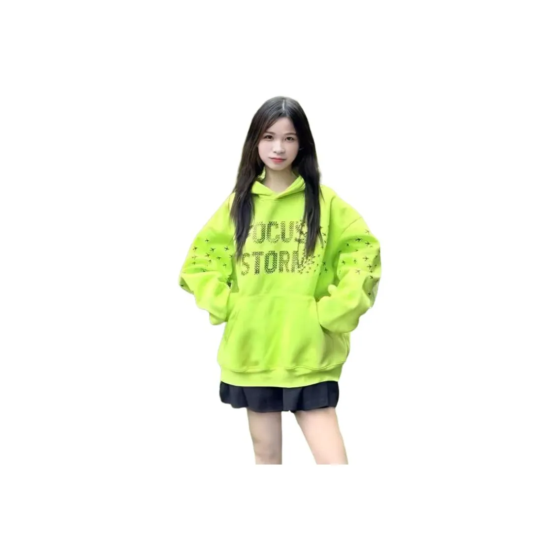 PZHK Неоновый зеленый флис с подкладкой женские свитшоты