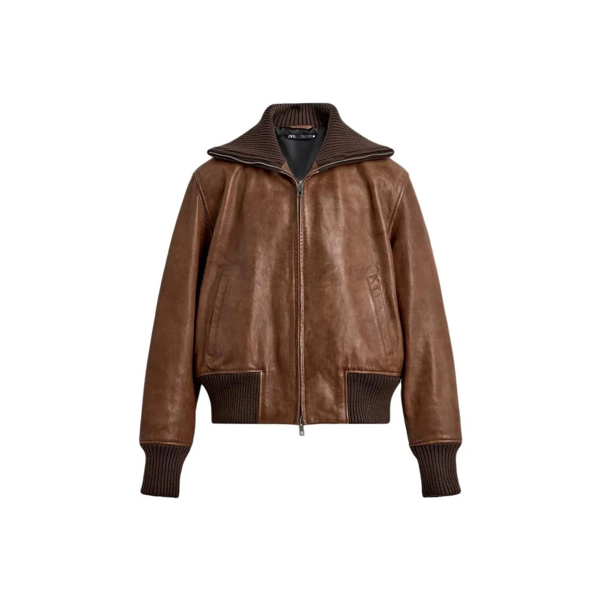 ZARA Цвет ириски Мужские Кожаные куртки