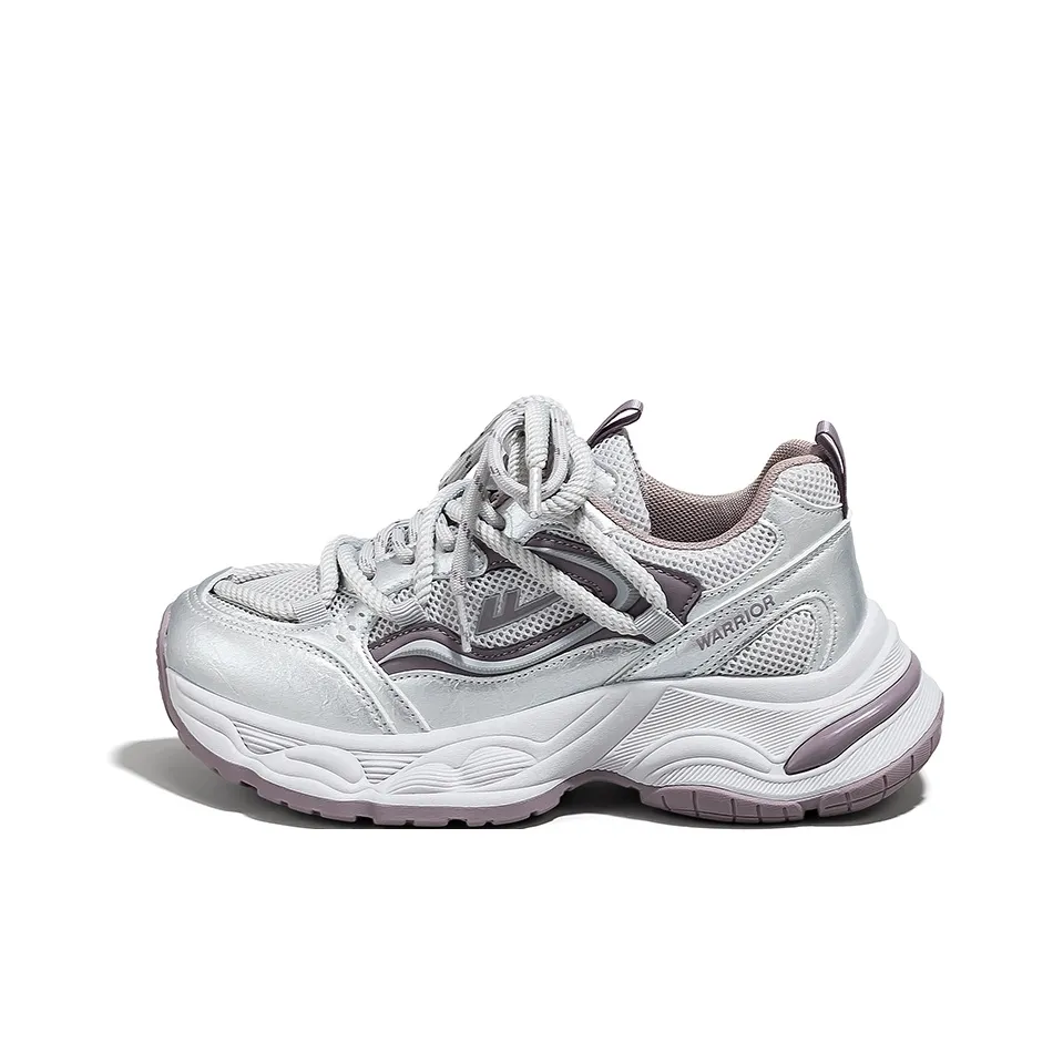 Warrior Амортизация Высота Увеличение Устойчивость к Износу Противоскользящий Низкий Топ Толстая Подошва Кроссовки Женские Серый Фиолетовый