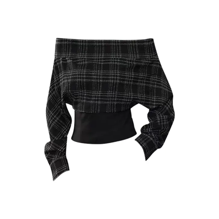 DANCANG Черно-белая клетка Женские рубашки