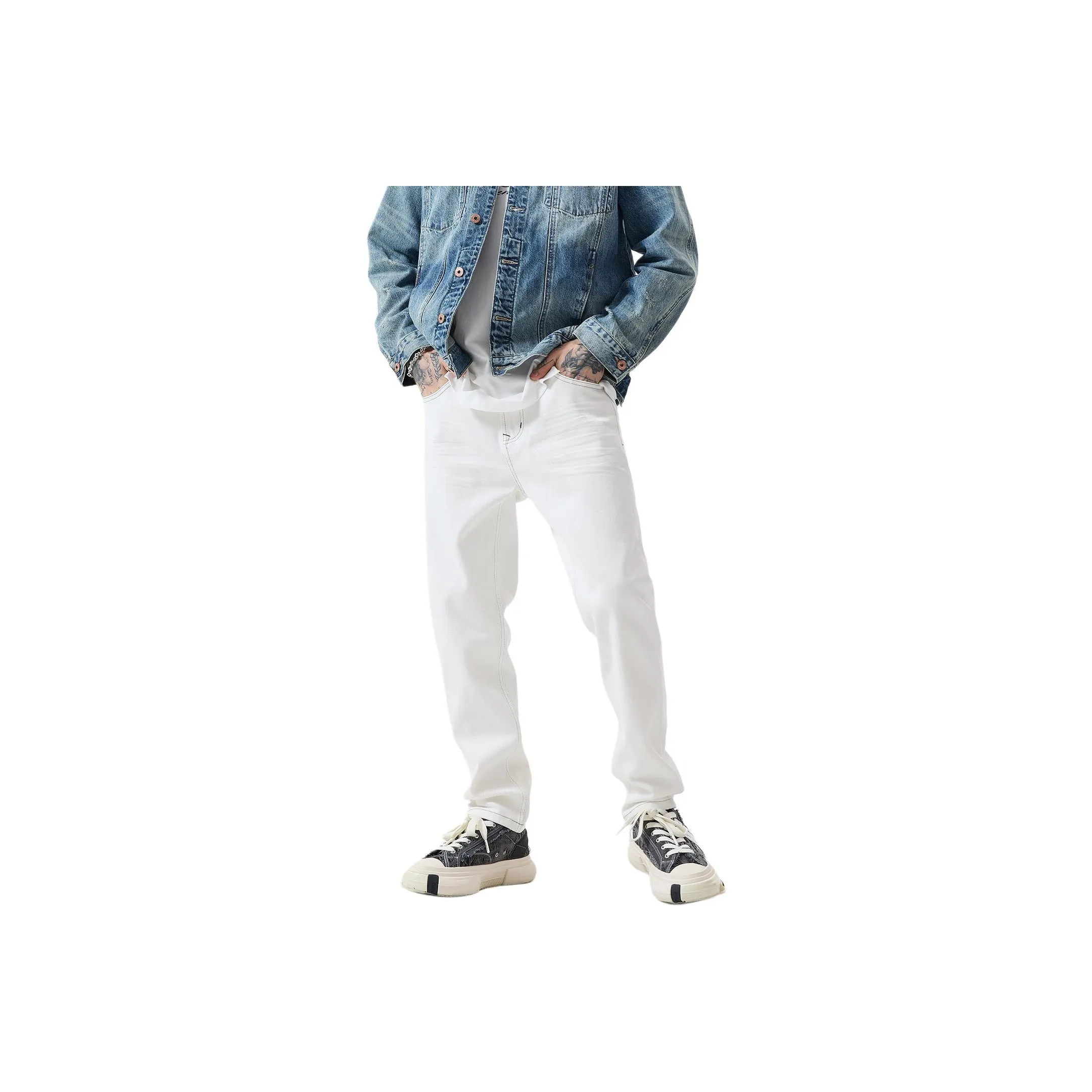 NITENG Белый Мужской Джинсы