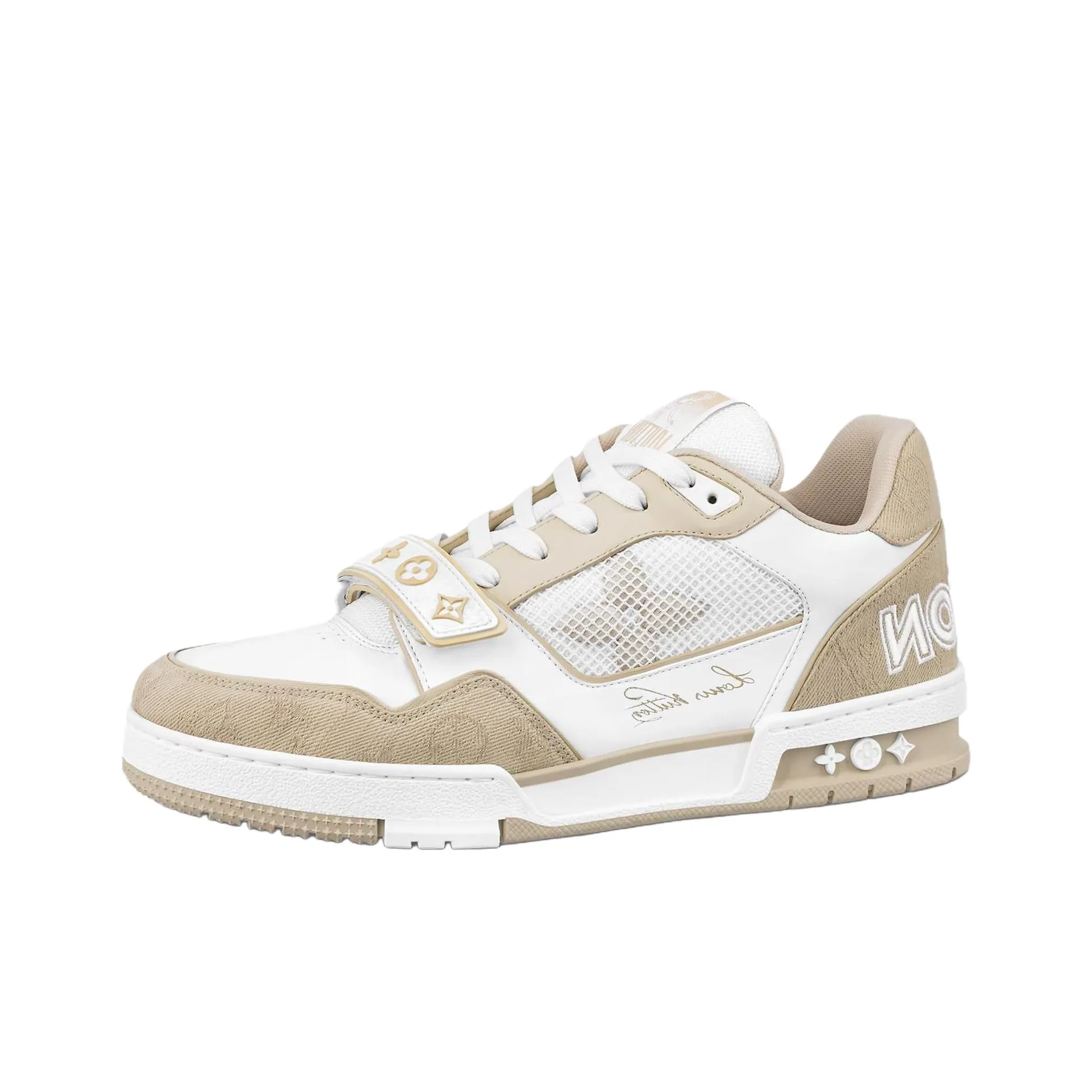 LOUIS VUITTON Trainer Skateboard Shoes Men Low Top Khaki/White