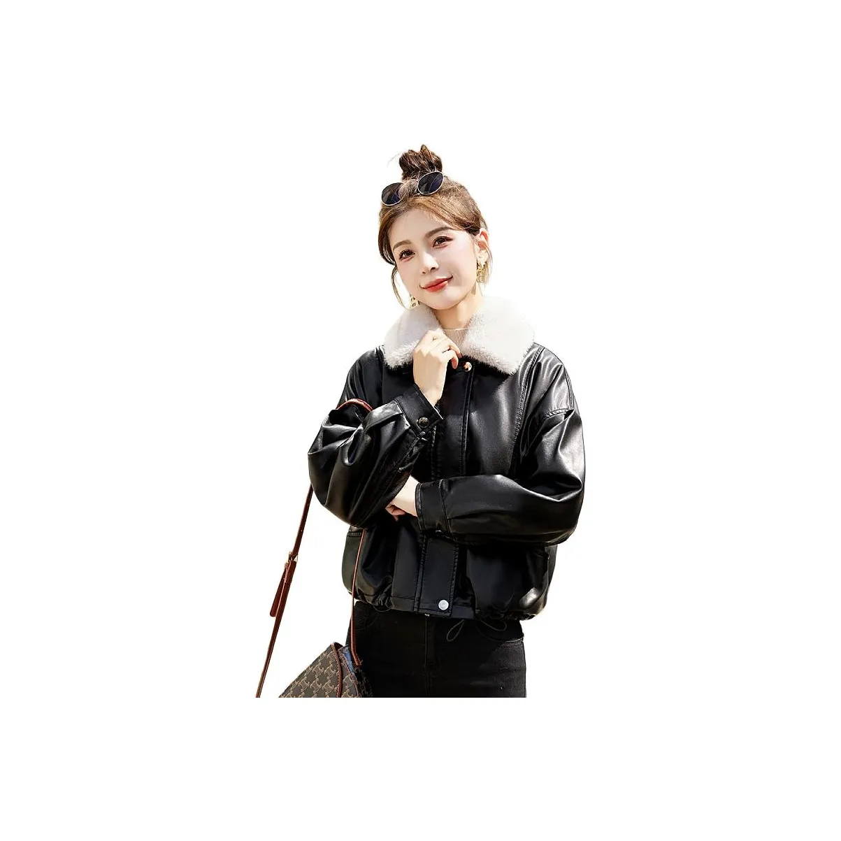 LANGQING Кожа Куртка Женская