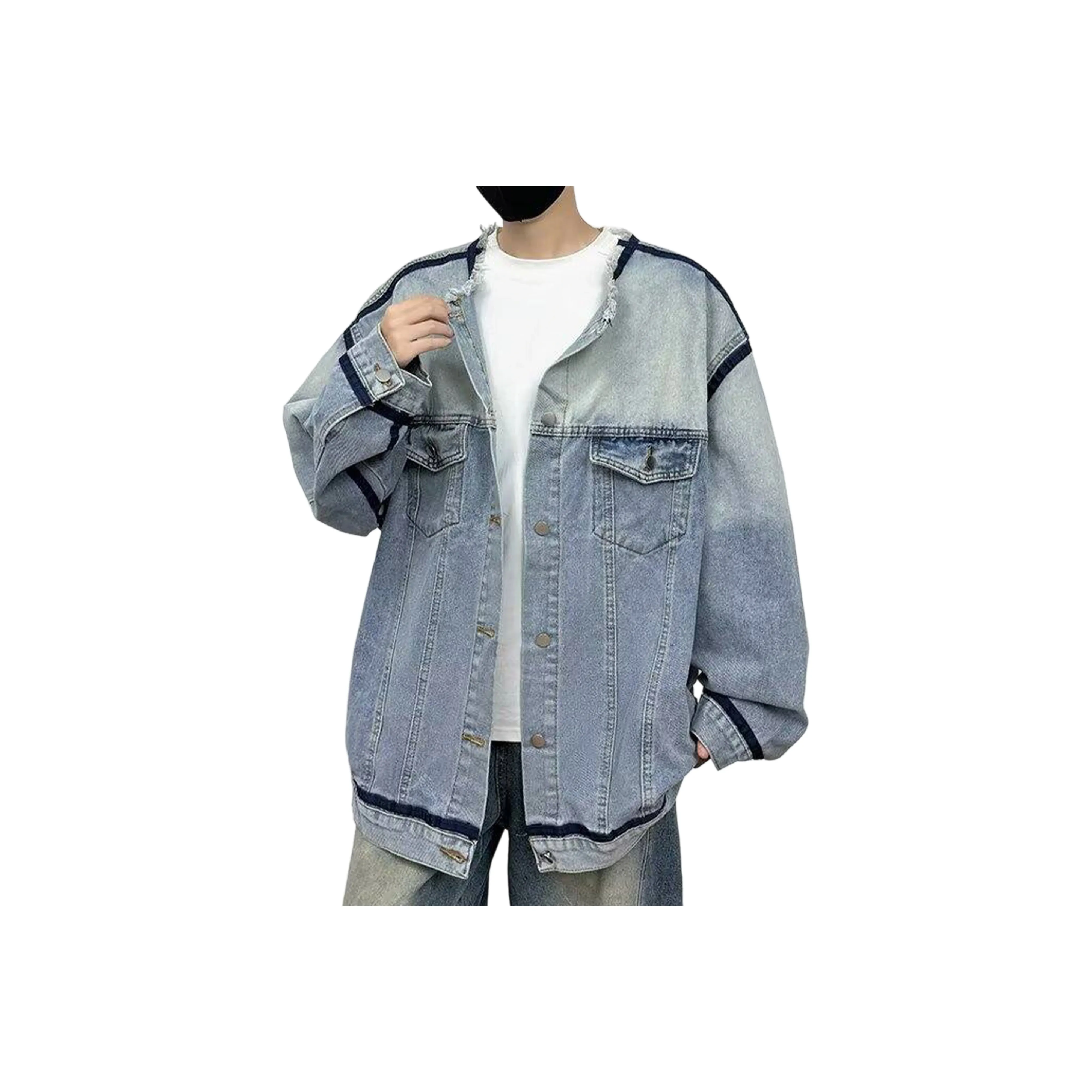 GANGZAI Светло-Синий Унисекс Джинсовые Куртки