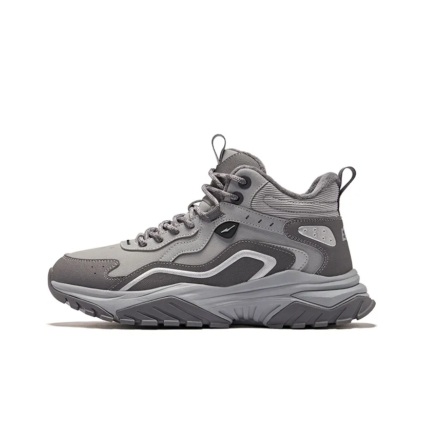 Erke Fiery Wild 3 Термический Амортизирующий Противоскользящий Высокий Топ Повседневная Обувь Мужская Снежно-Серый Спокойно-Серый