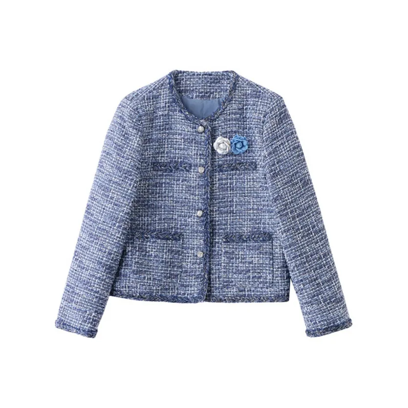 Devanro Синий Женский Короткий Пальто