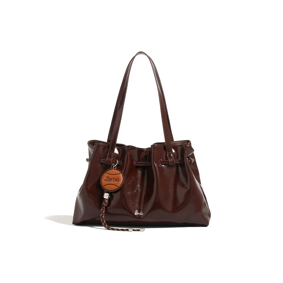 Барби Синтетическая кожа Сумка через плечо Большая Женская Кофейная
