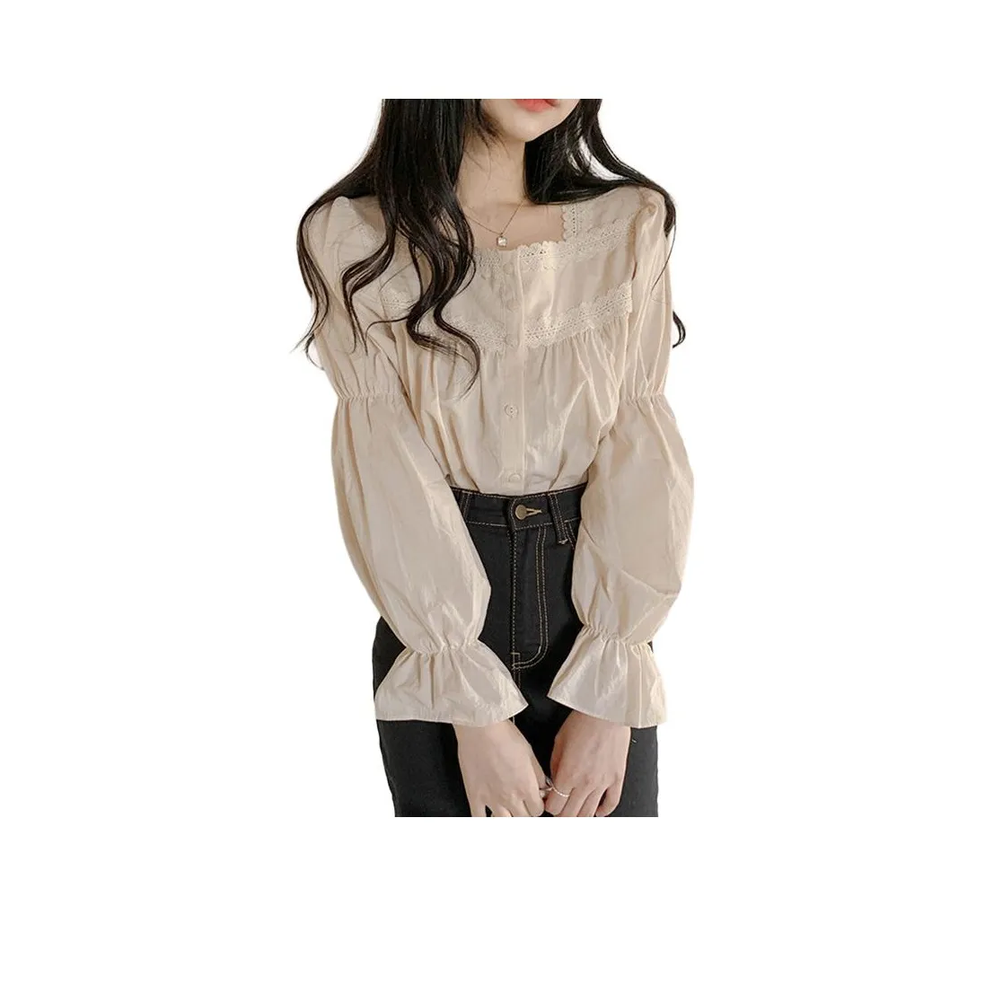 LANGQING Абрикос С подарками LANGQING Бренд Наклеенный Женские Рубашки