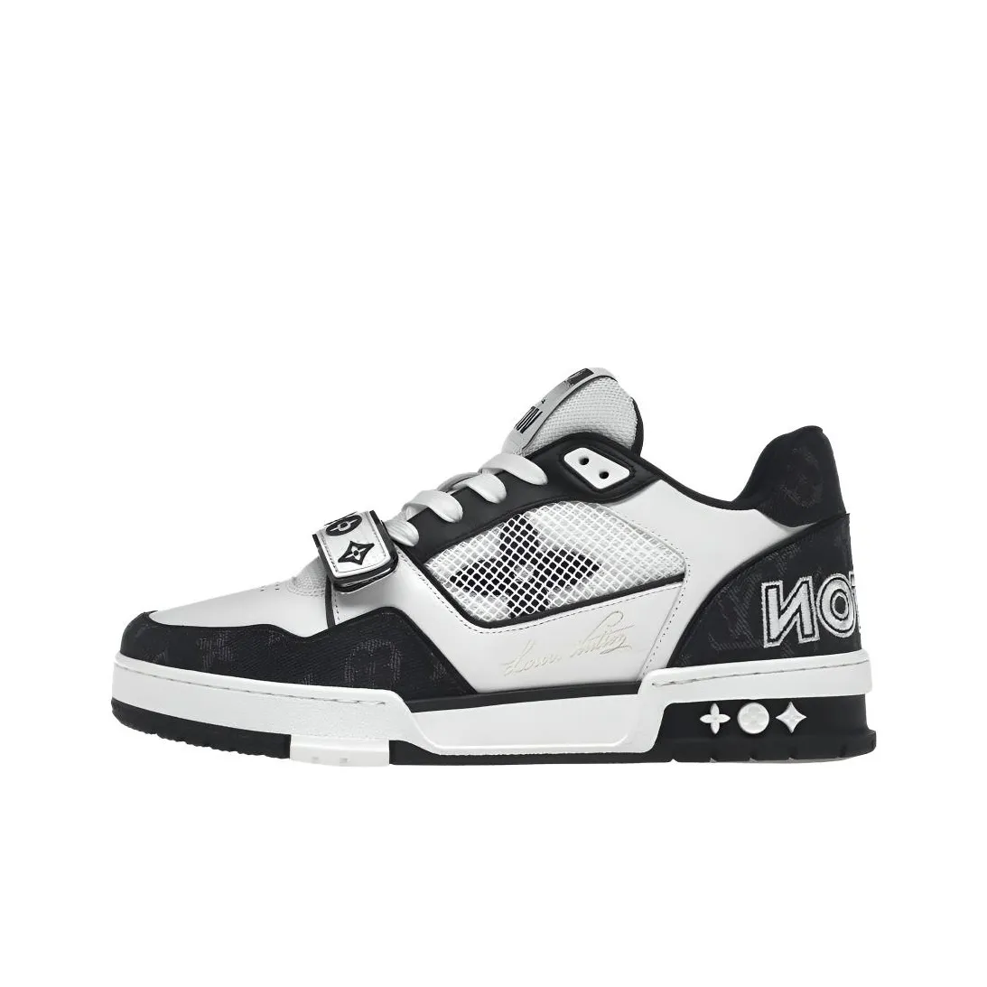 LOUIS VUITTON Trainer Skateboard Shoes Unisex Low Top Black White