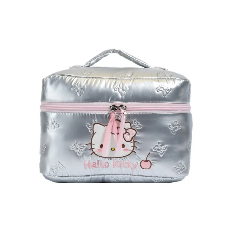 Санрио Hello Kitty Полиэстер Хлопковая Смешанная Сумка для Макияжа Стандартная Женская Серебристая