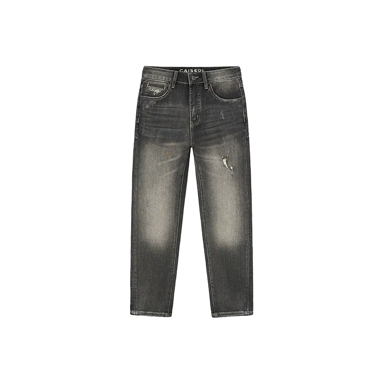 CAISEDI Черный Серый Цвет Мужские Джинсы