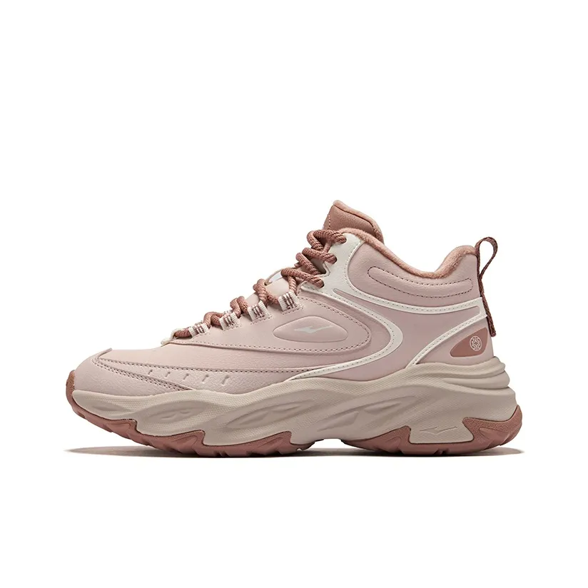 Erke Теплый Journey Термический Амортизирующий Противоскользящий Высокий Топ Повседневная Обувь Женская Yam Серый Микрокристалл Белый