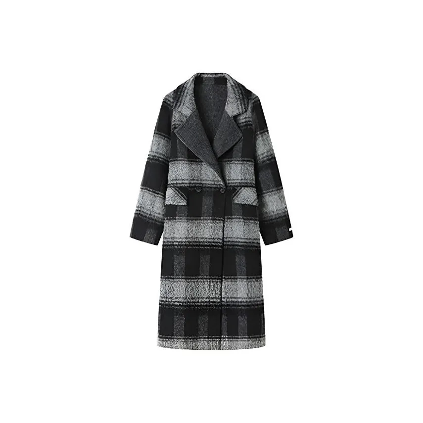 Devanro Черно-белое клетчатое женское пальто