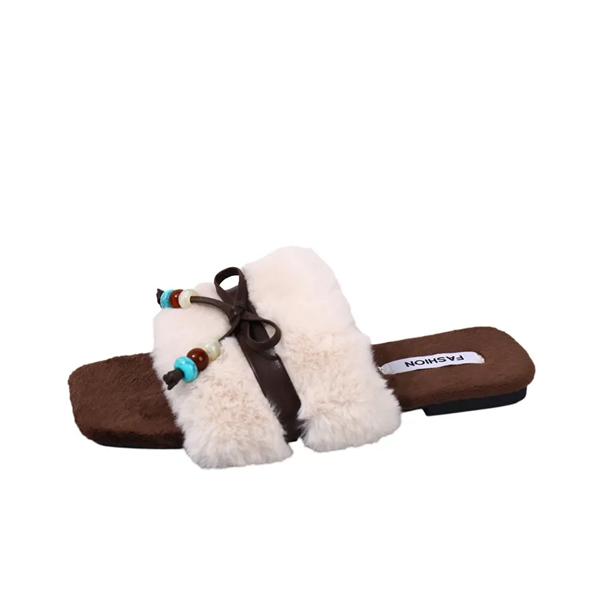 WUJI Резиновые пушистые женские тапочки