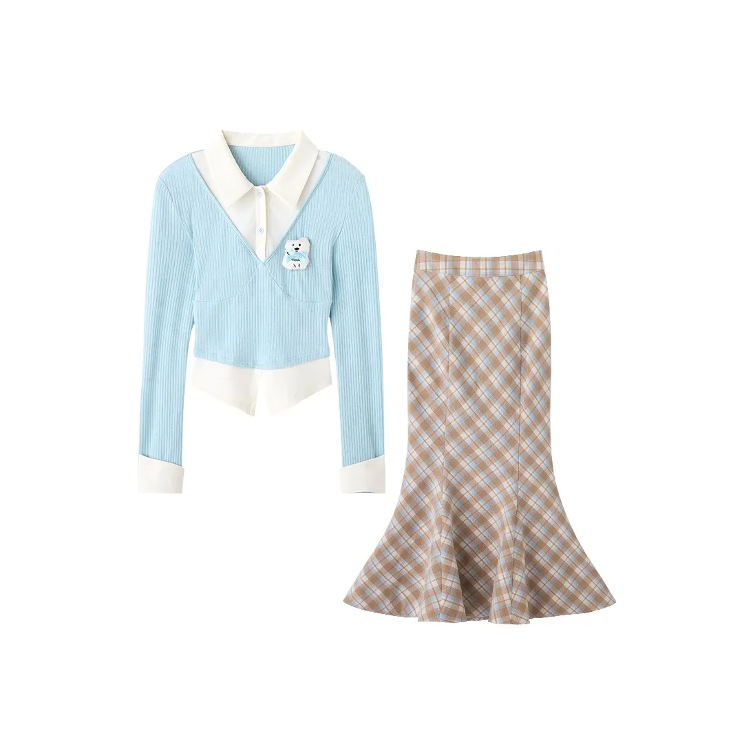 FABRIC PIG Светло-синий Топ+Юбка Женские Комплекты с Юбкой