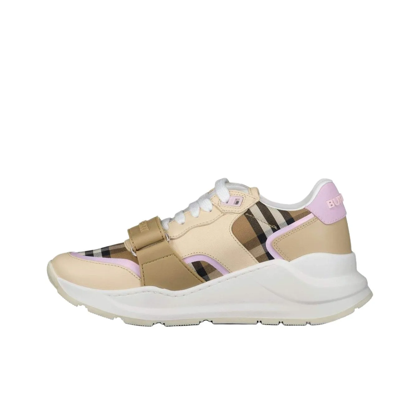 Burberry Ramsey Casual Shoes Women's Low-Top Yellow Pink White