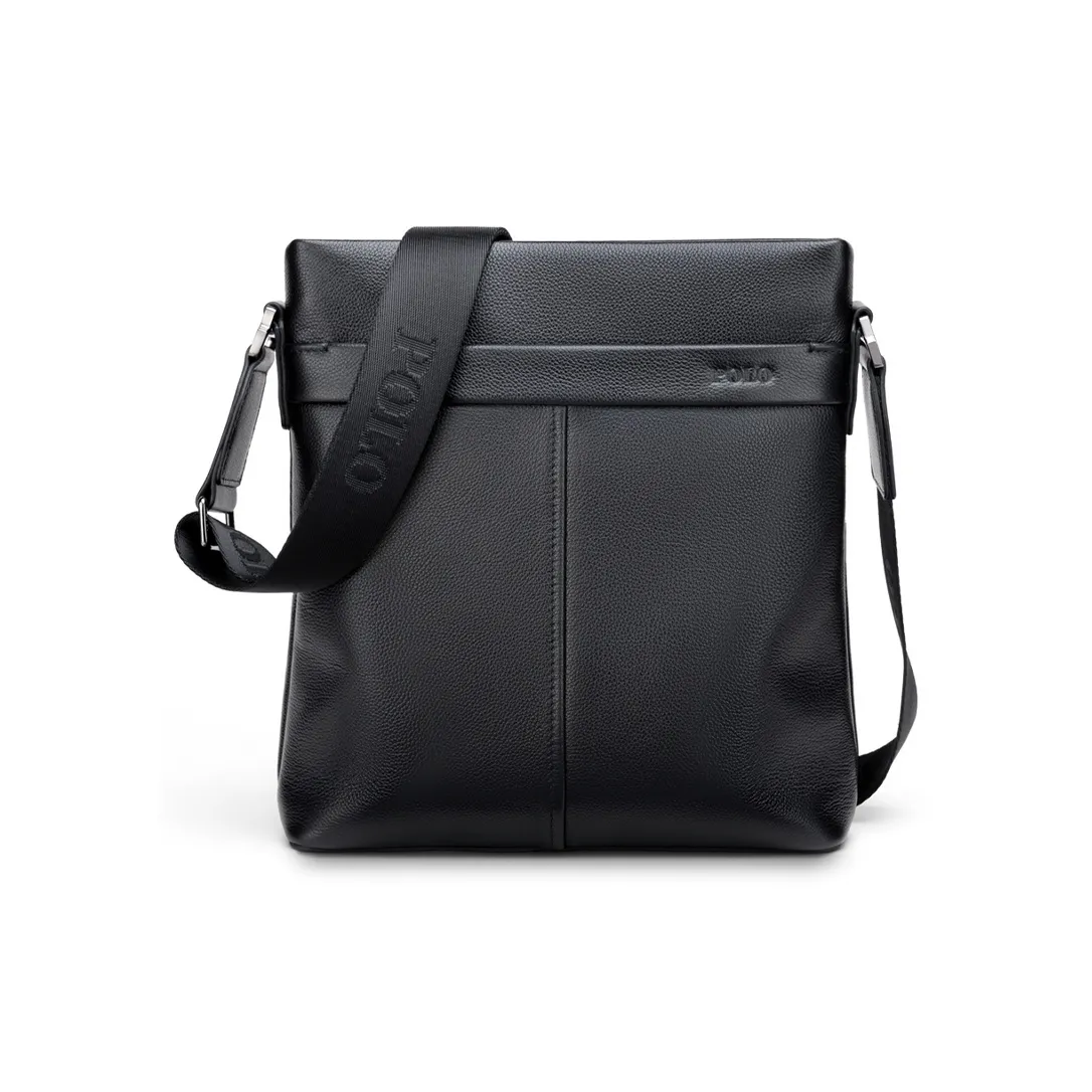 Поло верх из коровьей кожи сумка через плечо средний размер мужской черный