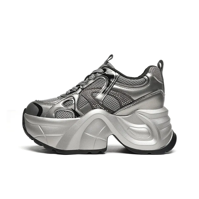 ZHR Низкие кеды с широким носком металлические женские