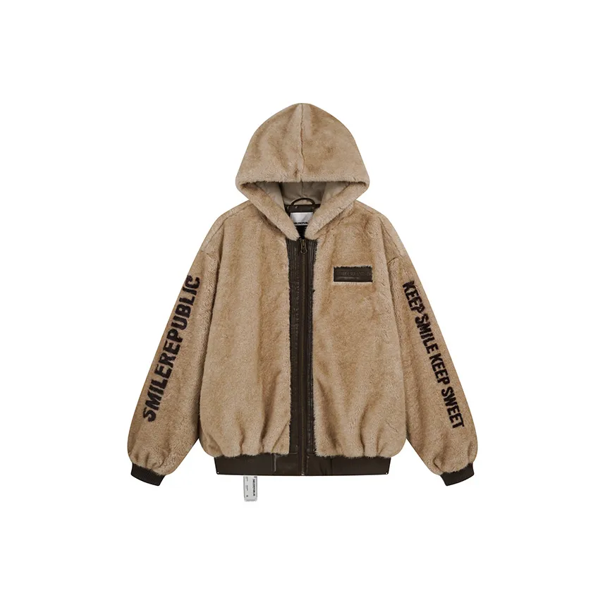 SMILEREPUBLIC Зимний Ins Модный Спрей Принт Плюшевый Пальто Унисекс